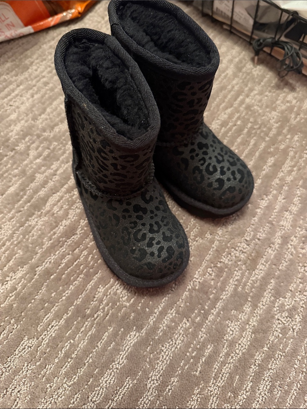 UGG Black Leopard Print Shearling Boots
